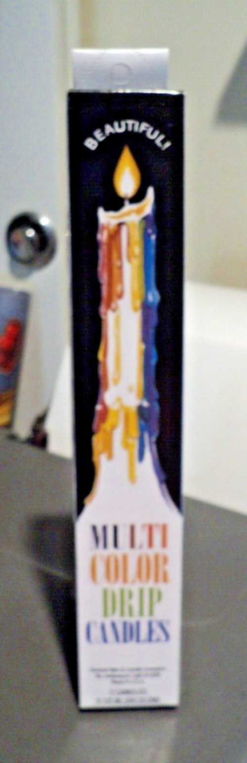 MULTI-COLOR Drip Candles: 1 Candle per Pack: BRAND NEW: 10″ Taper: Bottle Art