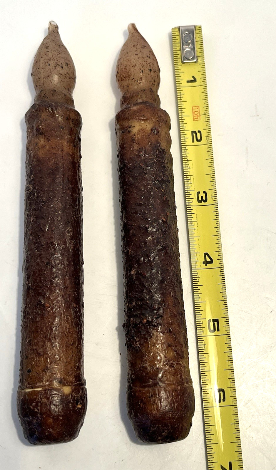 Primitive Dipped Taper Candle Battery Operated BROWN 6.5″ SET OF TWO