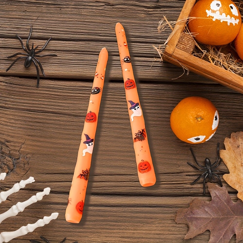 2pcs 10Inch Scented Candles Fall Pumpkin Bat Candlesticks Dinner Table Decor