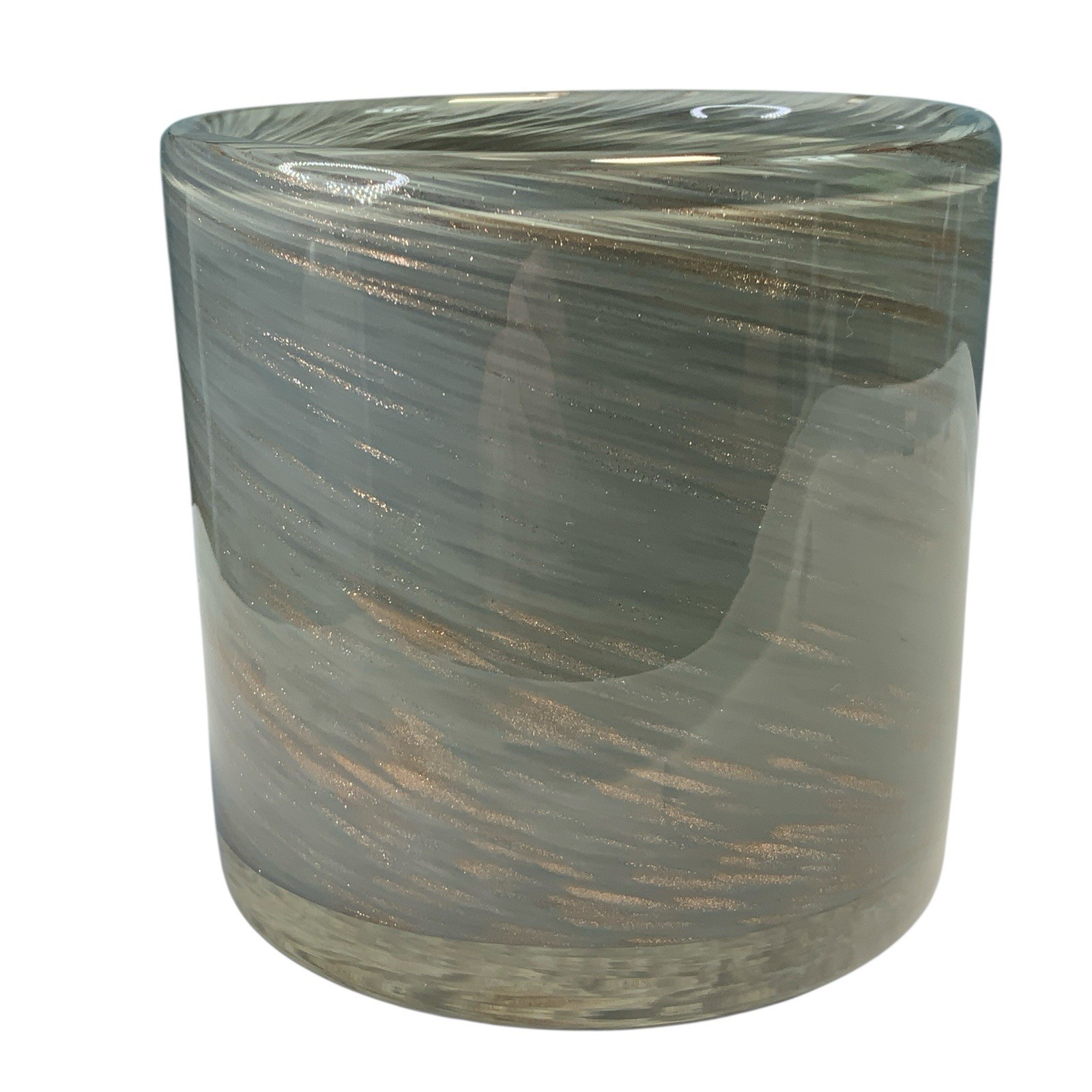 Lafco Empty Gray Copper Swirl Handblown Candle Holder Small Vase 4in x 4in