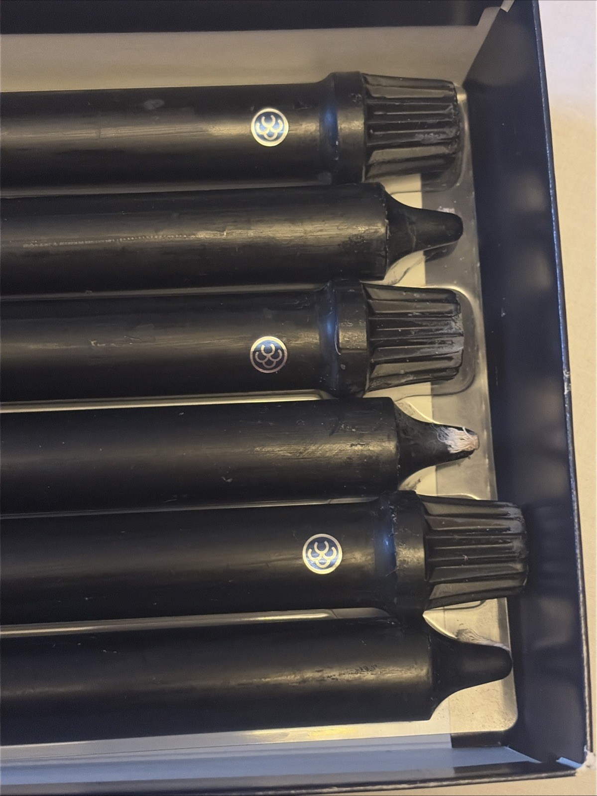 Colonial Candle Company 12” Classic Black Tapers-Halloween-Set 6-Cotton Wick-USA
