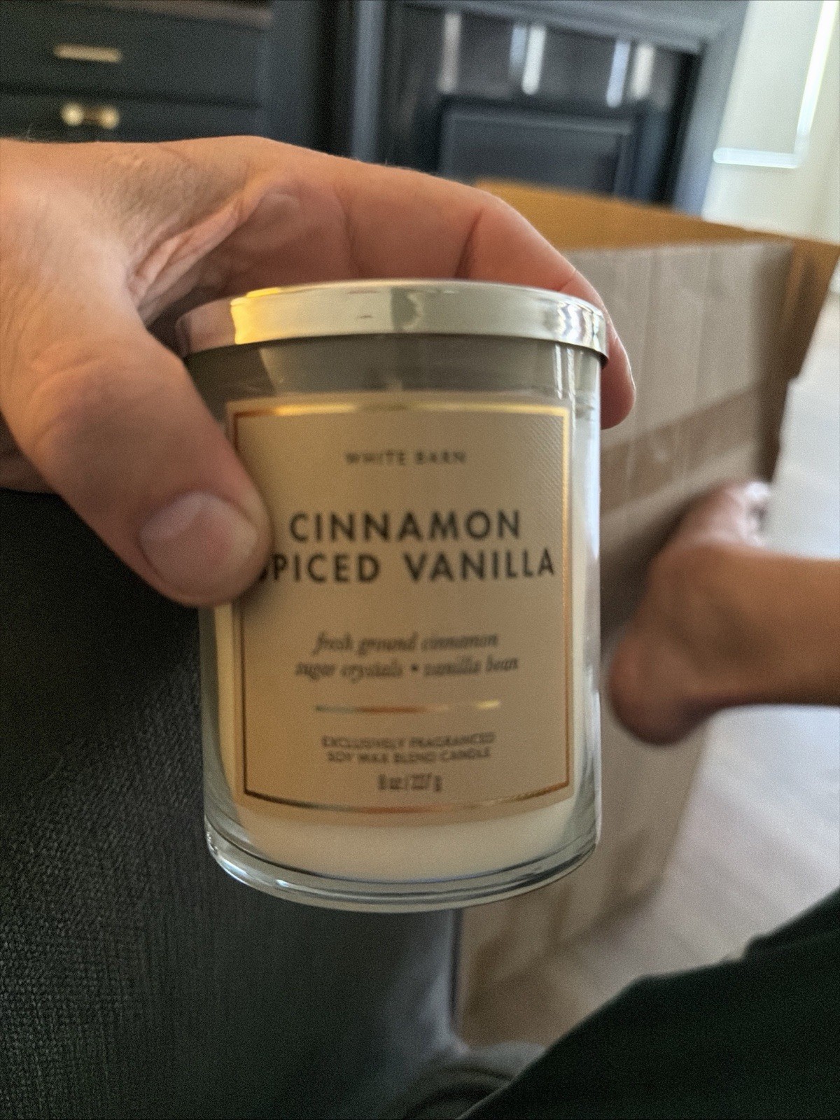 White Barn CINNAMON SPICED VANILLA Singl Wick Scented Candle 8oz Bath & Body Wor