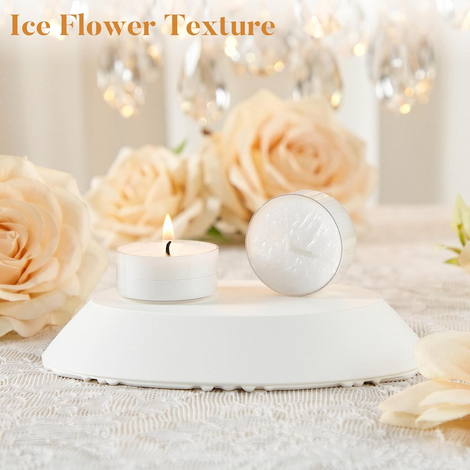 Unscented Palm Tea Lights Candles, 16 Pack | 4-Hour White Candles in Acrylic Cup