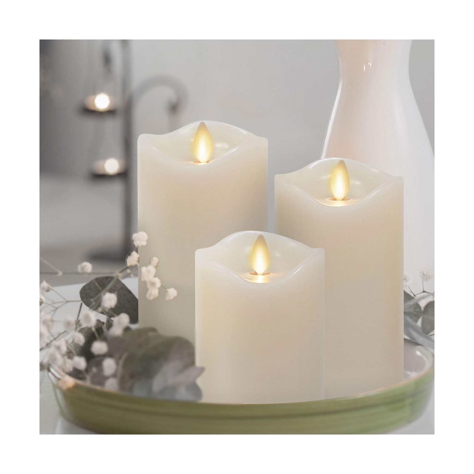 Matchless Candle Co. by Luminara Set of 3 (3″ x 4.5″,5.5″,6.5″) Flameless LED…