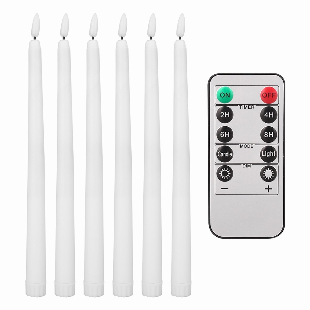 12 Pcs Flickering Flameless Taper Candles Light with Remote Control Timer Dimmer
