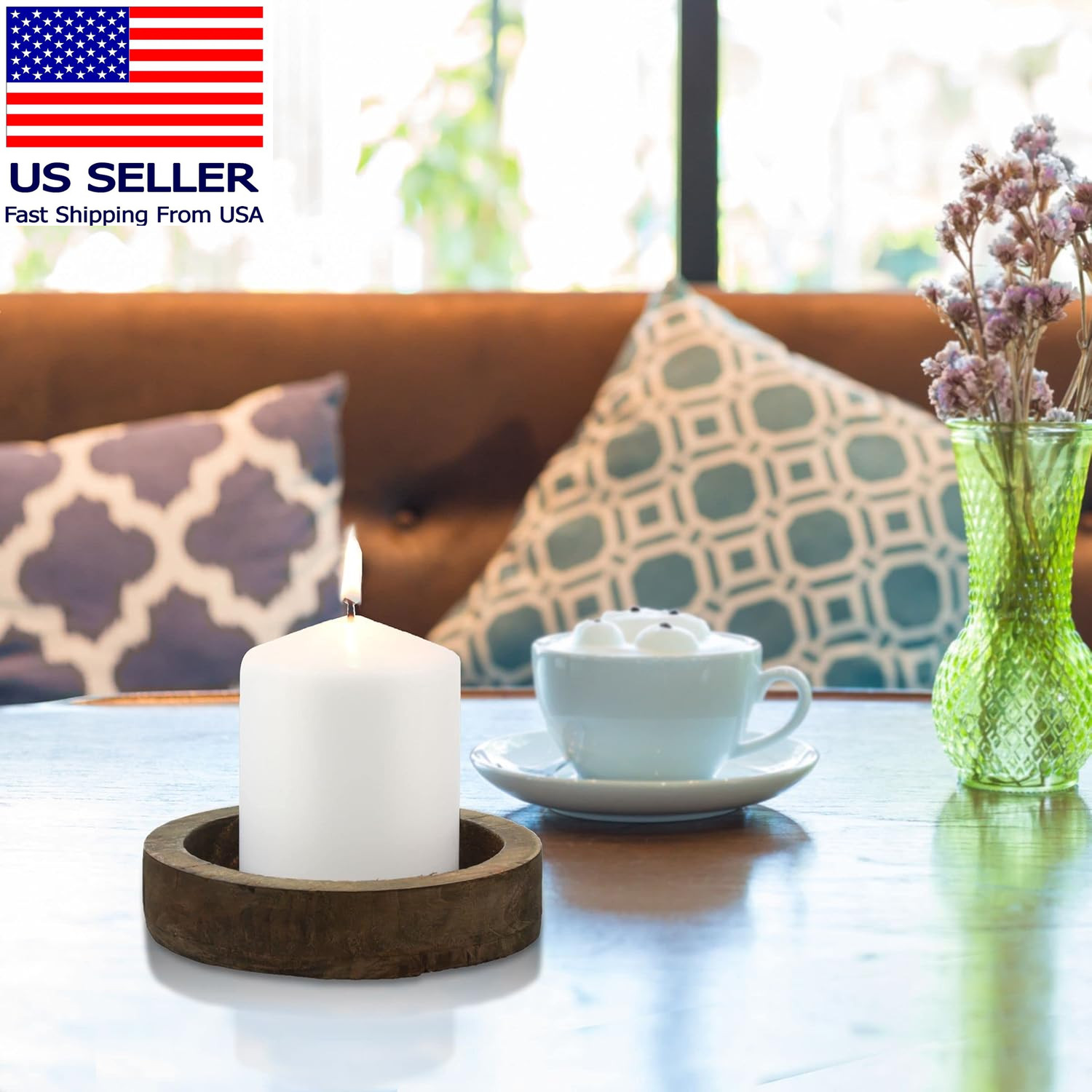 Unscented White Tall Pillar Candles, 35 Hour Burning Candle Pillars, Perfect for