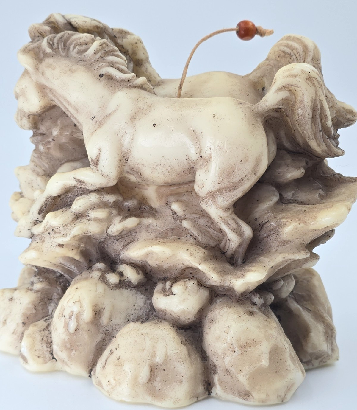Lava Candle Art 3D Horses Splashing Sculpted Pillar Country Western Rodeo Unused