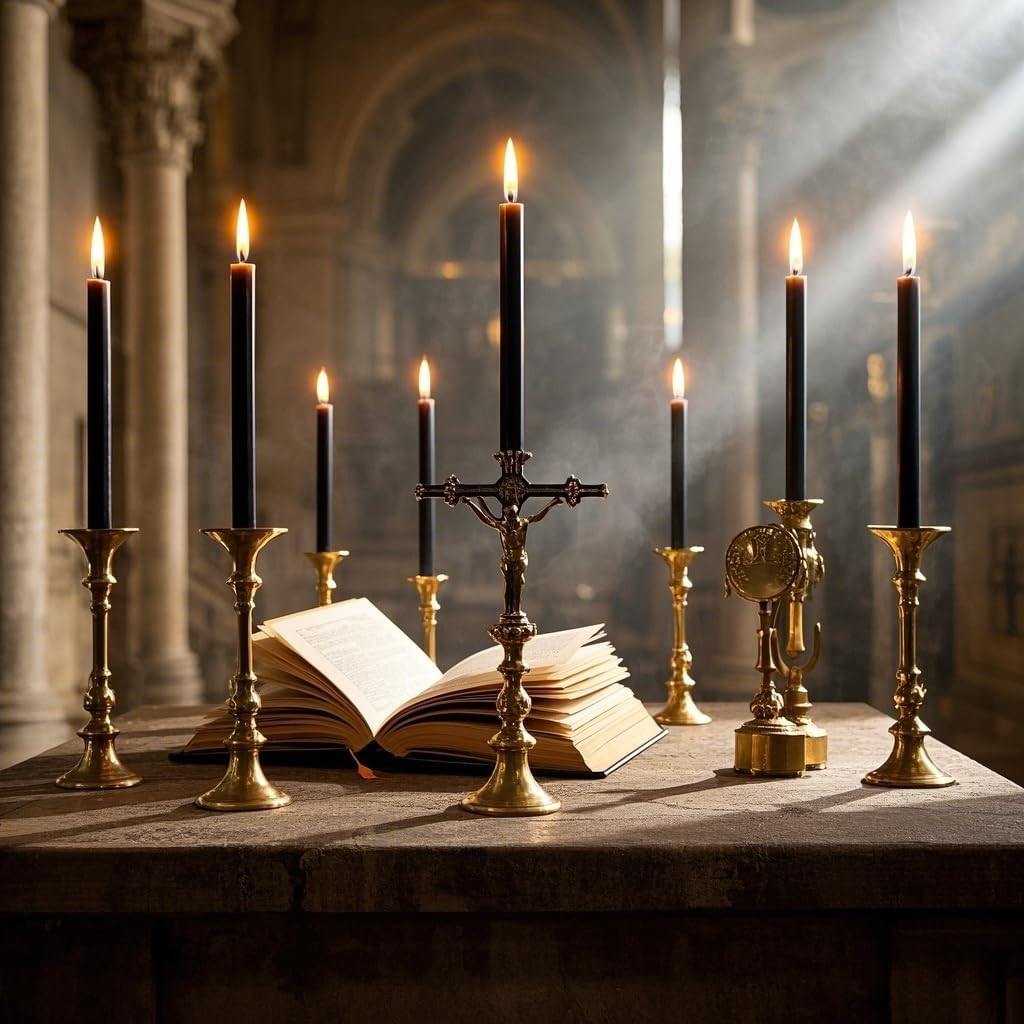 12-Pack Black Taper Candles, 10 Inch Unscented Dripless Candlesticks, Long-Lasti