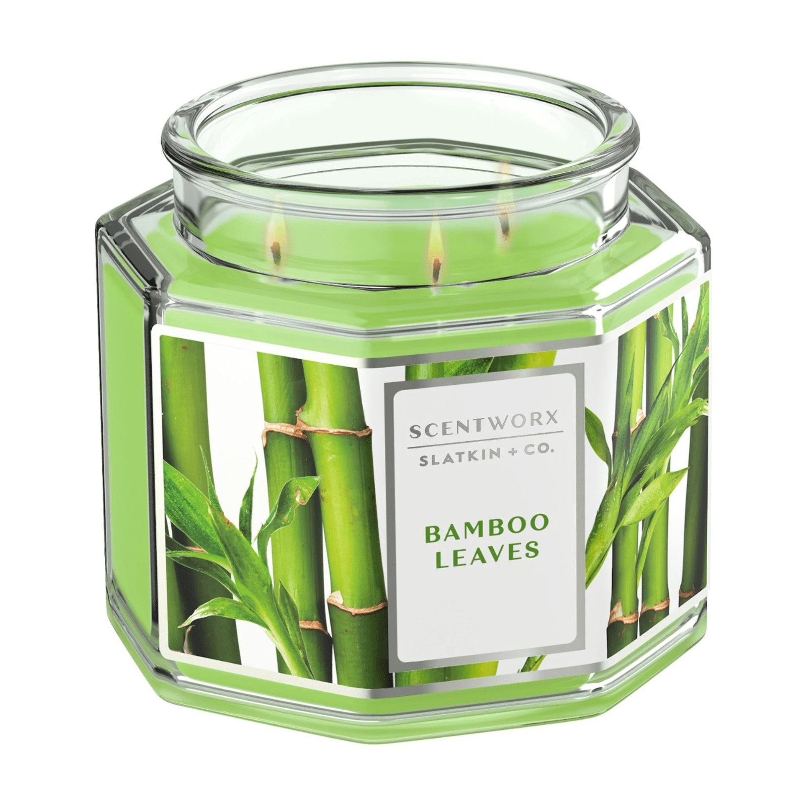 Natural Bamboo Leaves Scented 3-Wick Candle in Glass Jar 14.5 Oz Home Fragrance