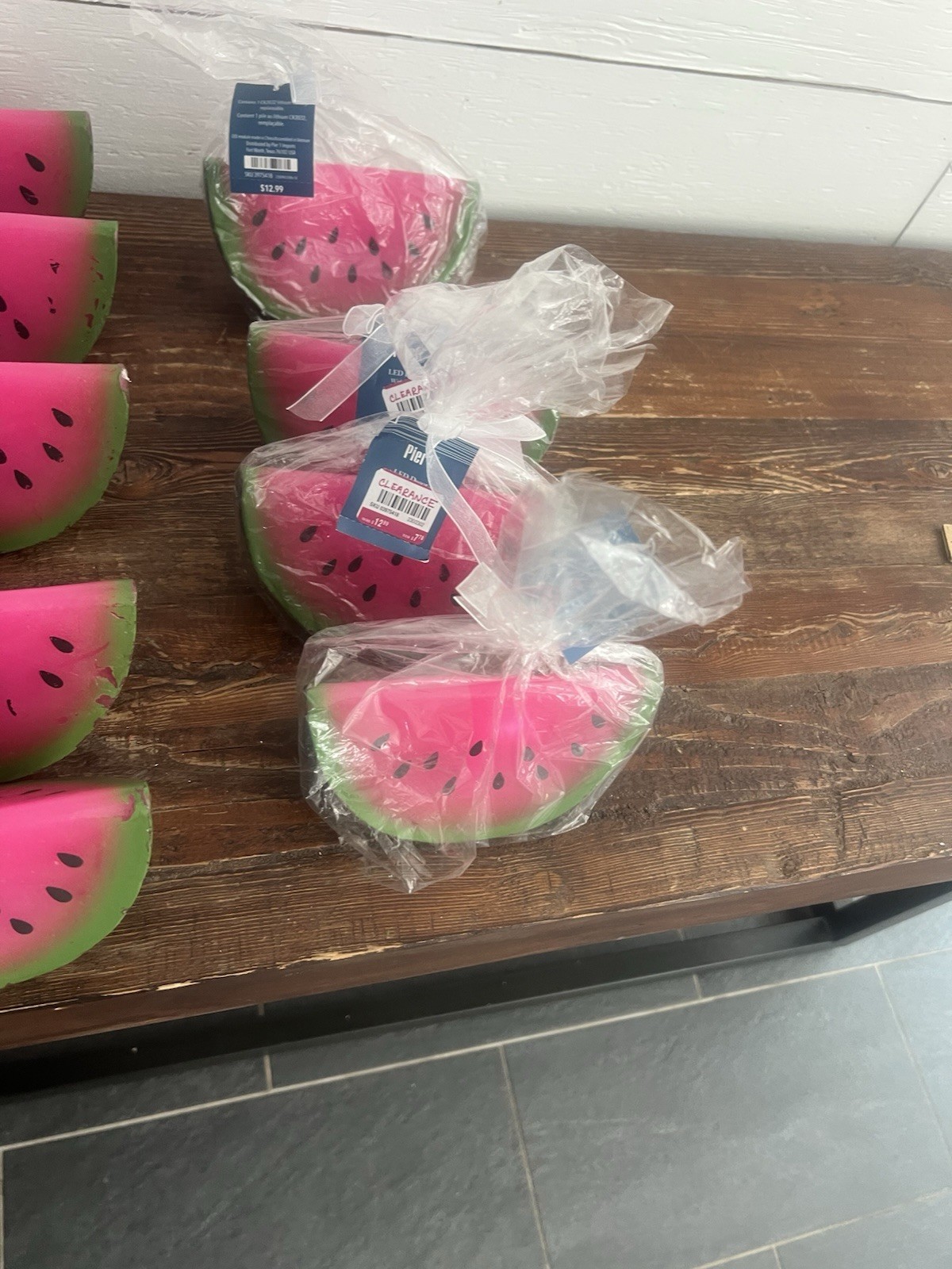 6- Pier One Imports Watermelon Light Glow Candle. Battery Operated. Rare!