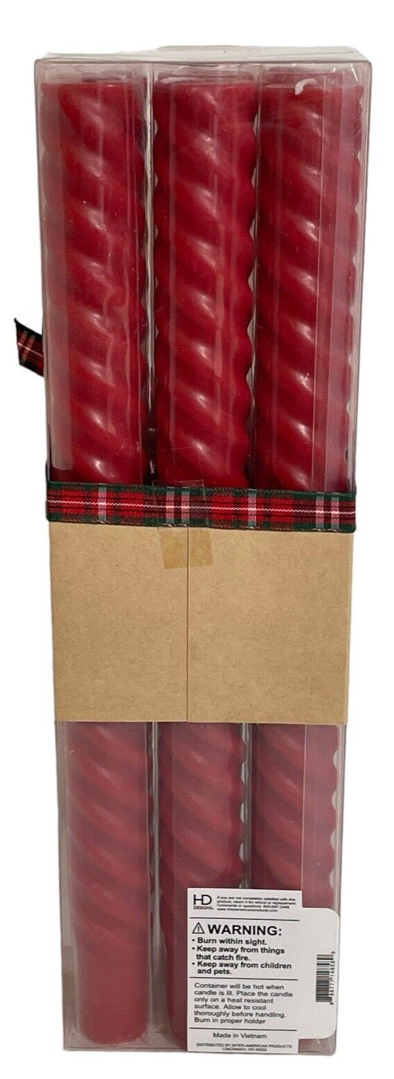 HD Designs Holiday Collection Red Tapers 10 inches Tall 3/4 Inches in Diameter