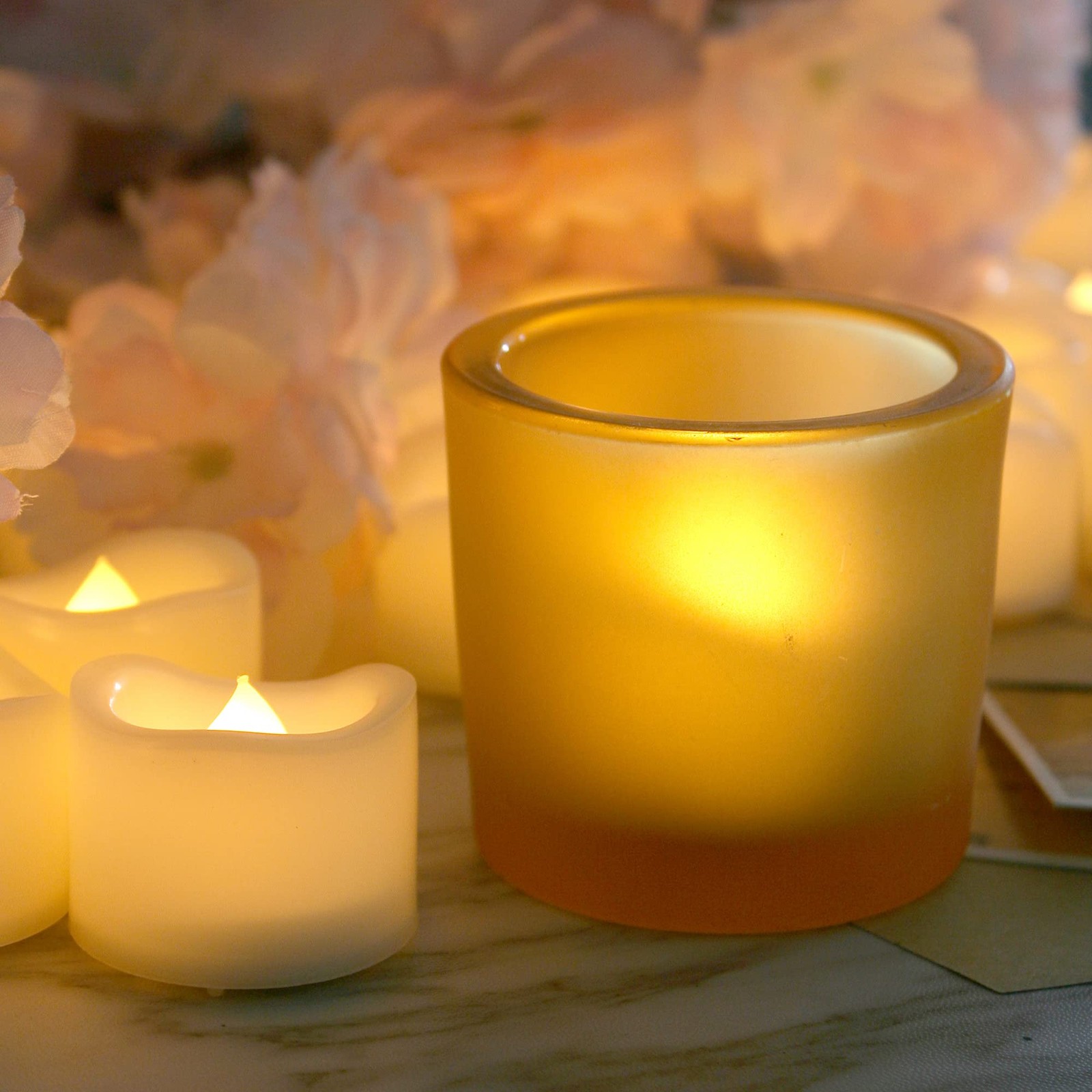 Battery Operated Flameless Tea Lights with Timer Realistic Flickering Tealigh