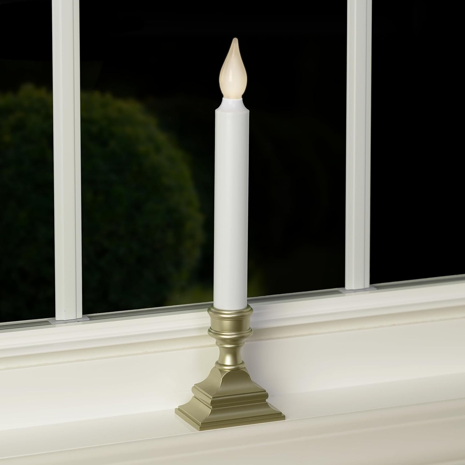 Bright LED Window Candles with Timer – Cordless & Stylish Pewter Finish – 4 Pack