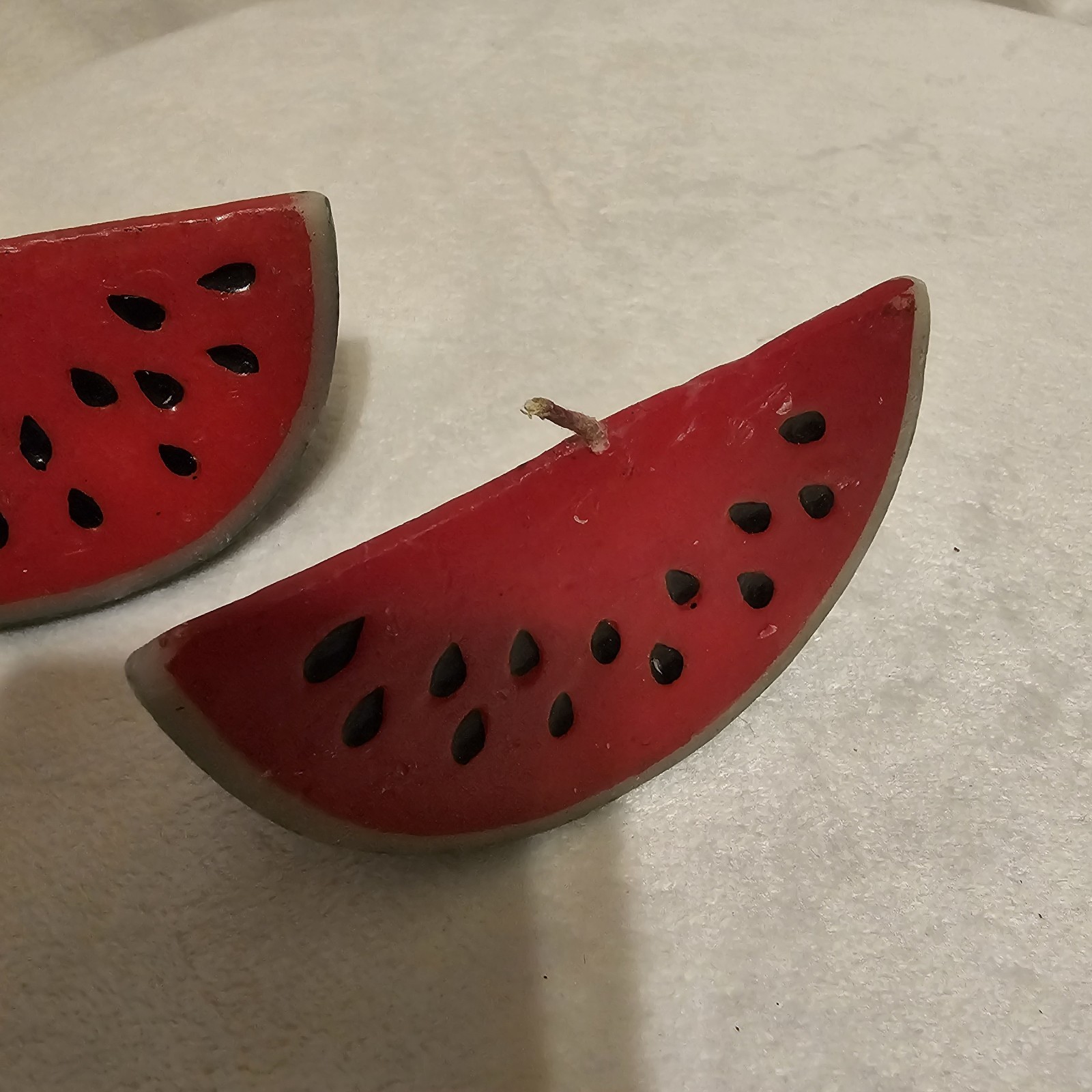 Set Of 2 Watermelon Shaped Wax Candles Farmhouse Summer Kitchen