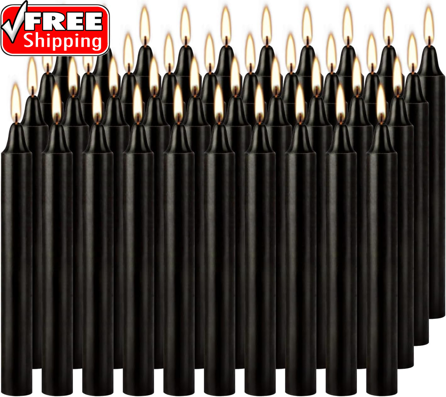 Spell Chime Candles 40 Pcs Black Candles, 4″ Tall Unscented Mini Taper Candle fo