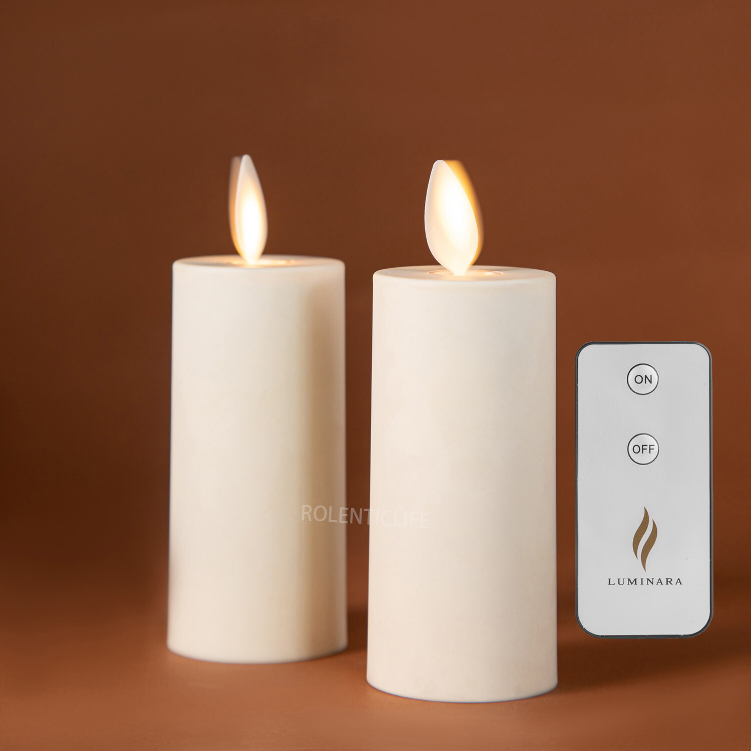Luminara Ivory Flameless Votive Candles Moving Wick Timer Remote LED Set of 2