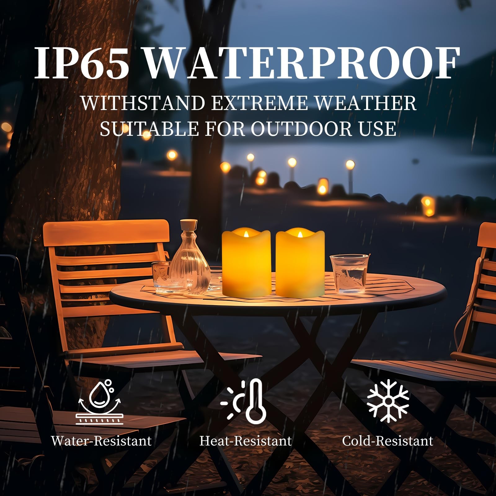Solar Candles Outdoor Waterproof, 2 Pack Solar Flameless LED Rechargeable Can…