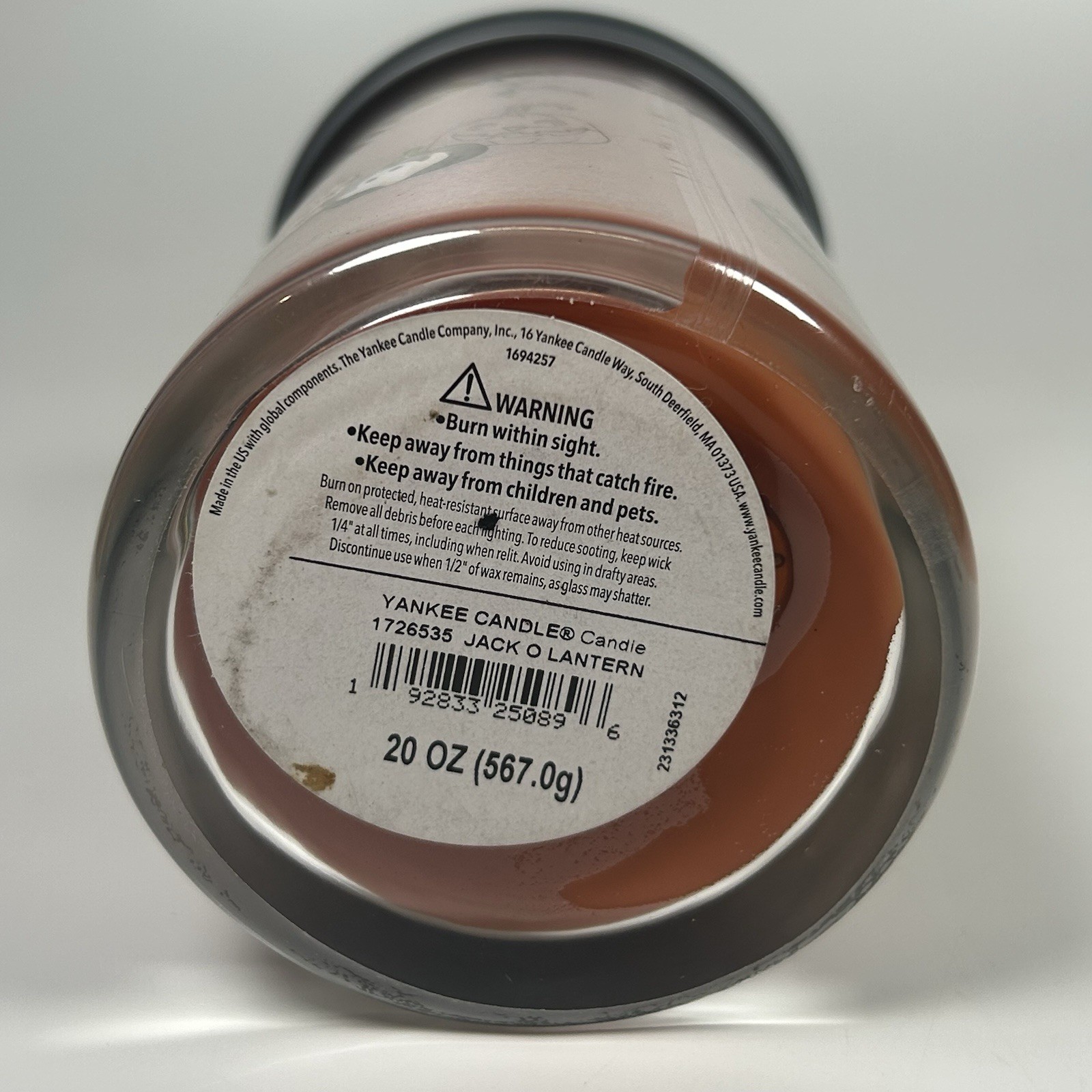 Yankee Candle JACK O’ LANTERN 20 oz Tumbler Candle Halloween Pumpkins Retired