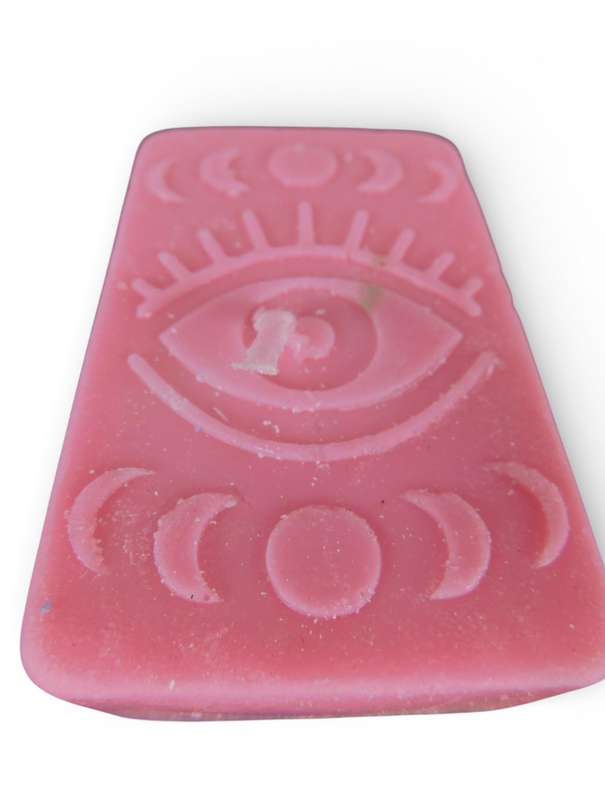 Handmade Pink Rectangle Eye Moon Phase Candle Small Mystical Wax Decor Witch