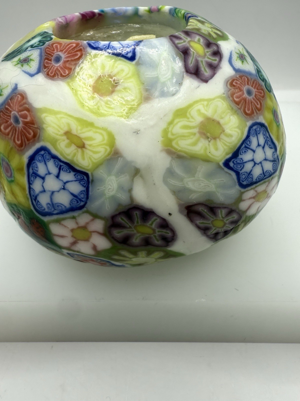 The Museum Company Millefiori Art Candle embedded in Wax w/box Vintage NEW