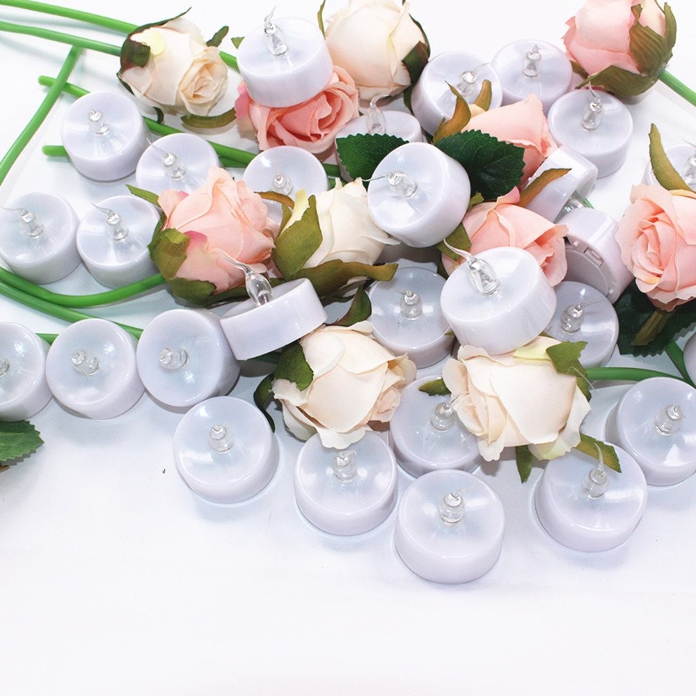 12 PCS CR2450 Battery Flickering Flameless Tea Light Candles Yellow Votives