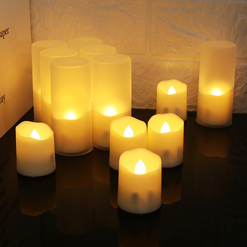 6PCS Rechargeable Flameless Flickering LED Candles Tea Lights with Timer Remote