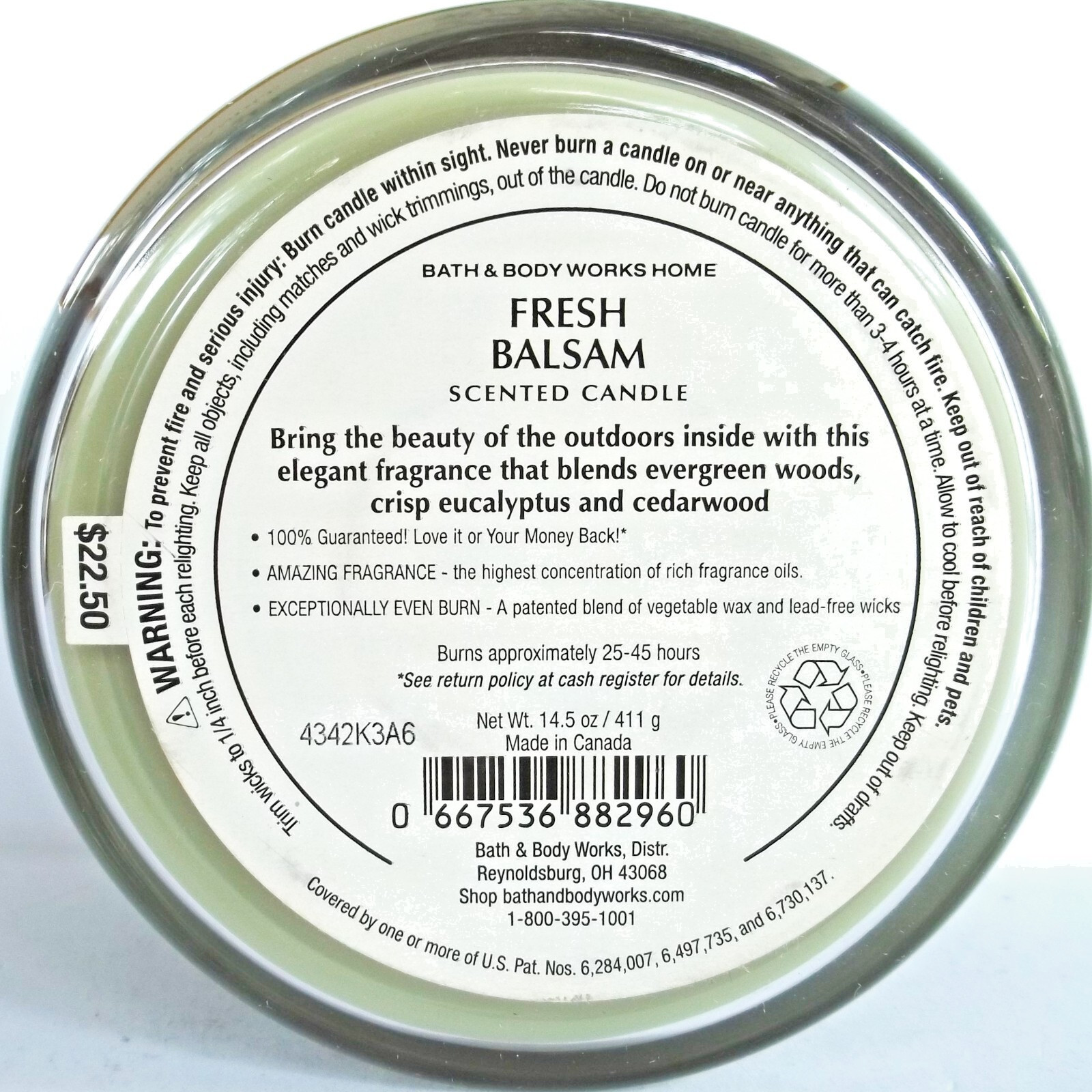 Bath Body Works Home FRESH BALSAM 3 Wick Scented Candle, 14.5 oz., NEW