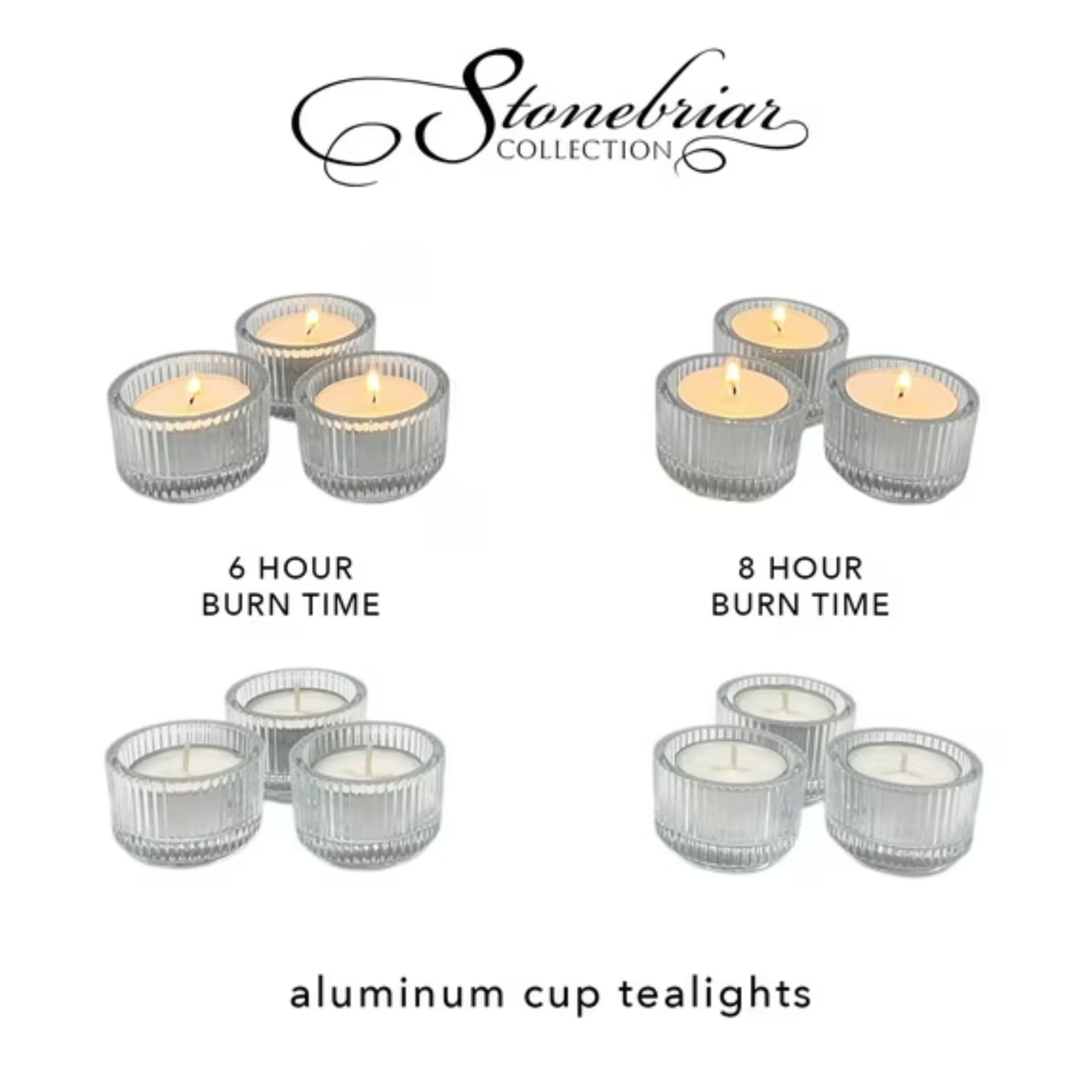 Stonebriar Unscented Tea Light Candles 8 Hour Burn Time 300 Pack White