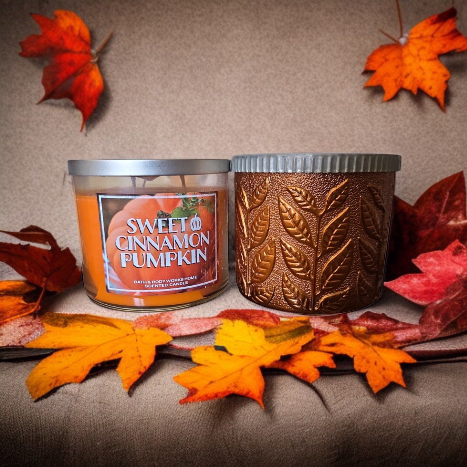 Set of 2) Bath & Body Works SWEET CINNAMON PUMPKIN 3 Wick Scented Candles 14.5oz