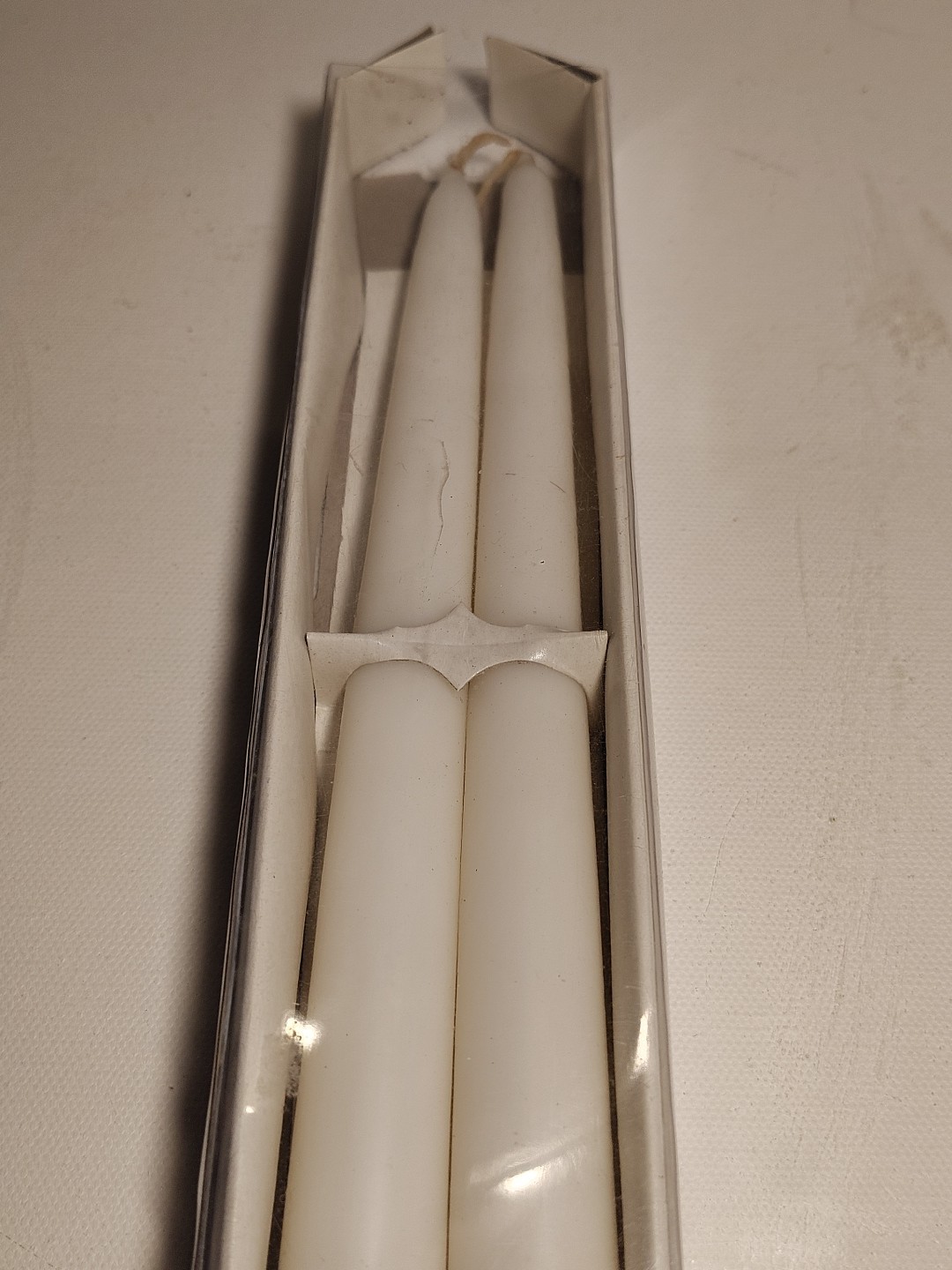 2 Vintage Made In India Taper White 12″ Candles Boxed Set New