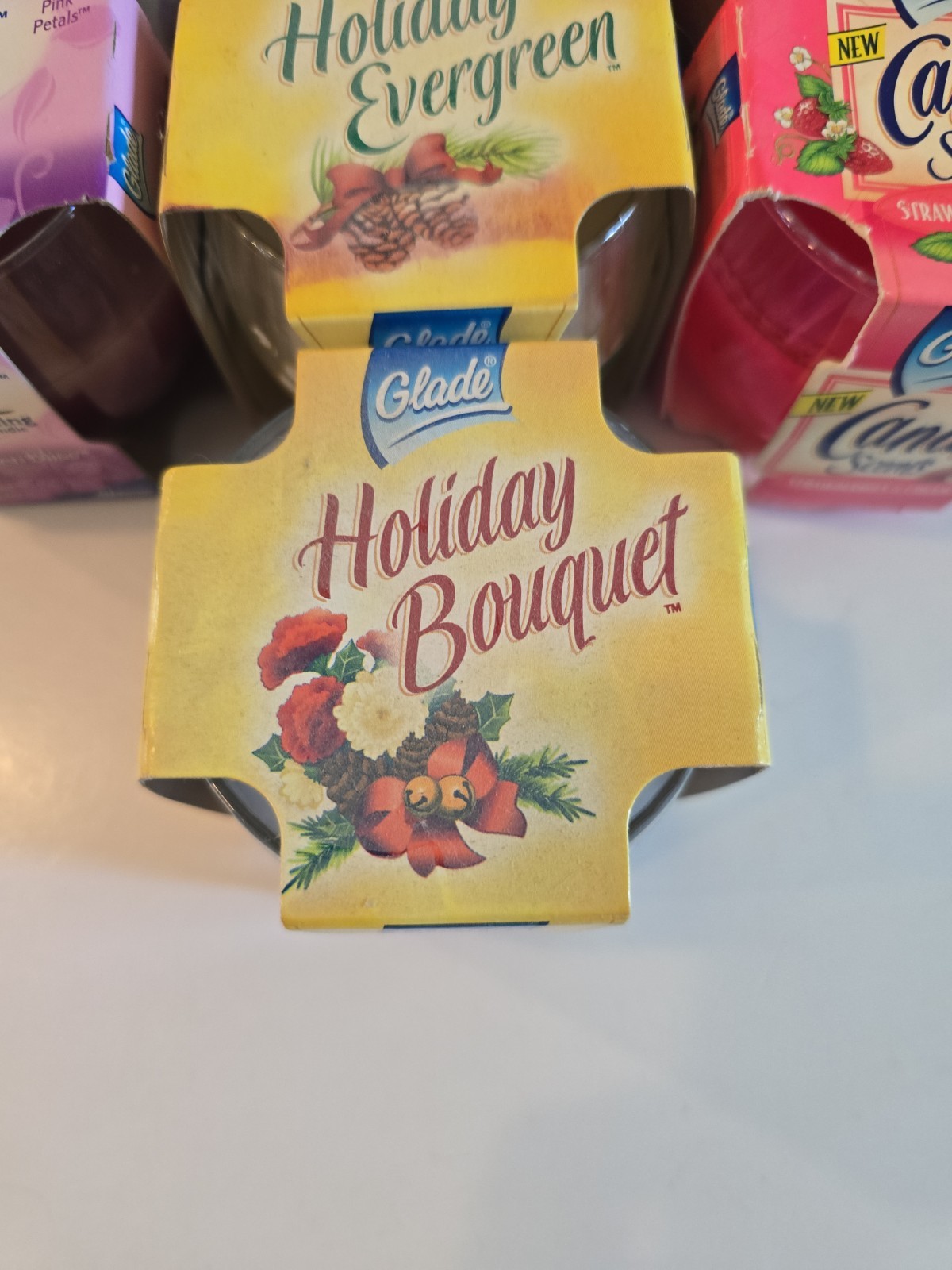 Glade Lot Of 7 Vintage Scented 4oz Candles NOS Scents Holiday New 2 In 1