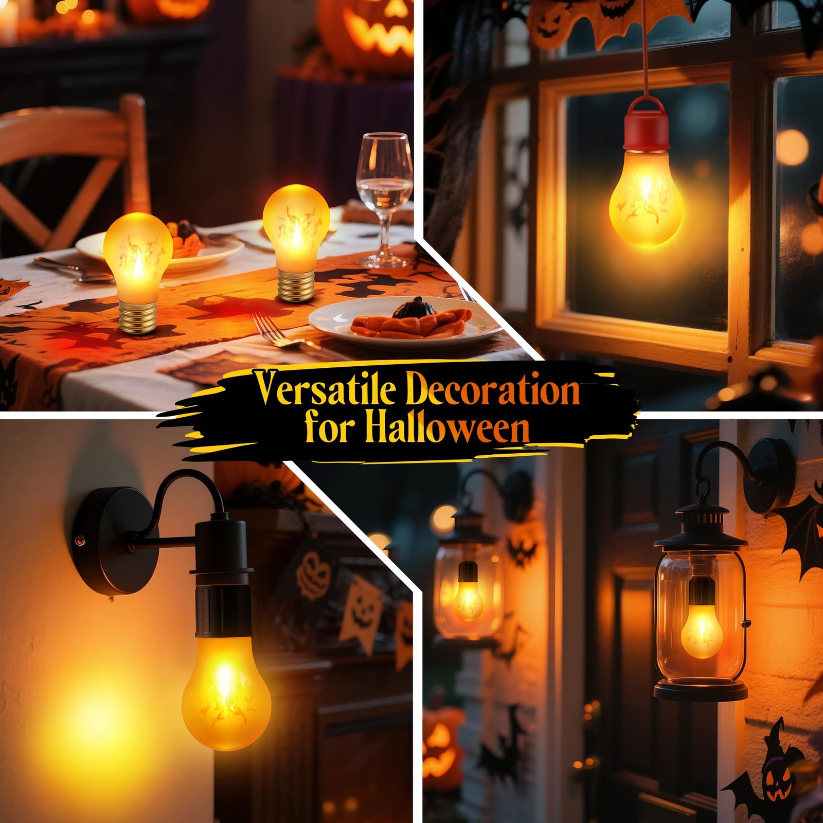 2 Pack Rechargeable Flame Light Bulbs – Wireless A19 Flickering Fire Bulb for…