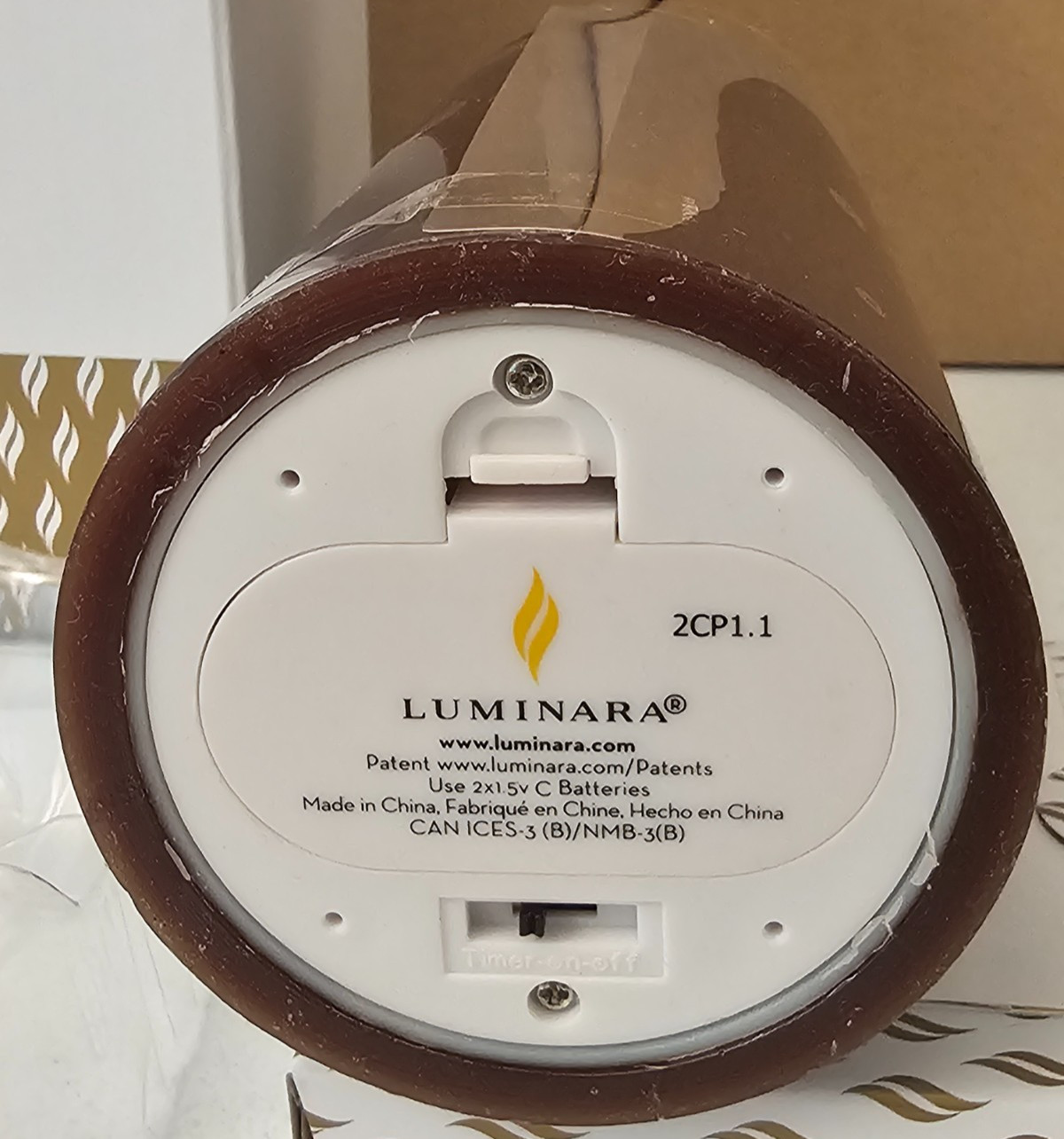 Chocolate Color Luminara 3″ X 7″ Pillar Flameless Candle In Original Box