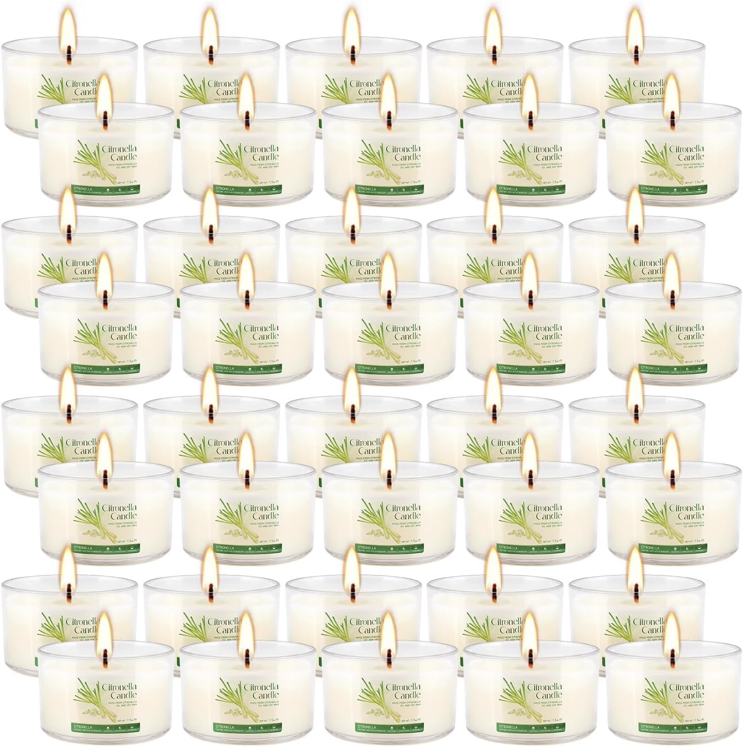 40 Pack Citronella Candles Bulk, Long Burning Portable Travel Size Soy Wax Ca…