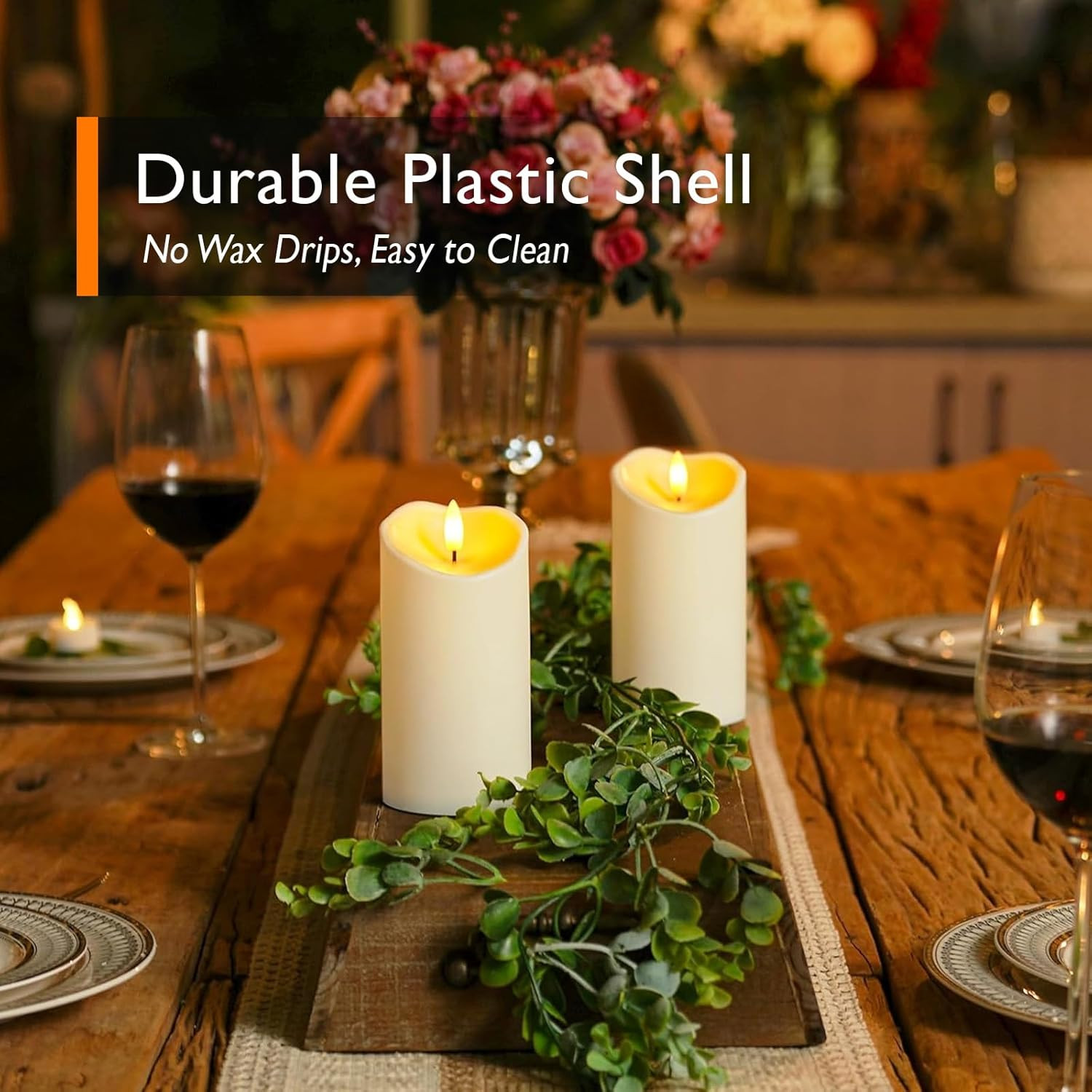 6″X3″ Outdoor Waterproof Flameless Candles, LED Candles, Battery Operated Candle