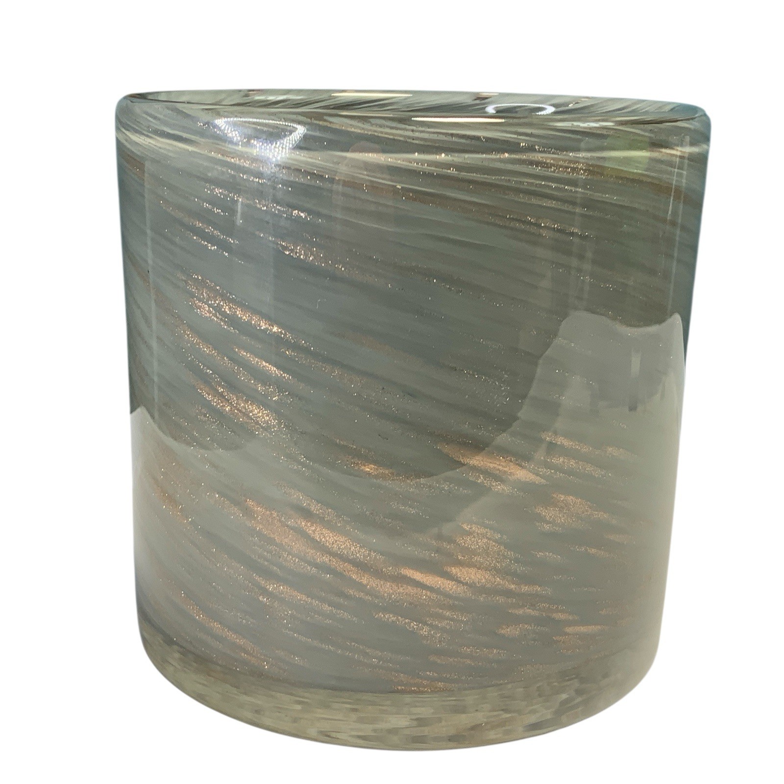 Lafco Empty Gray Copper Swirl Handblown Candle Holder Small Vase 4in x 4in