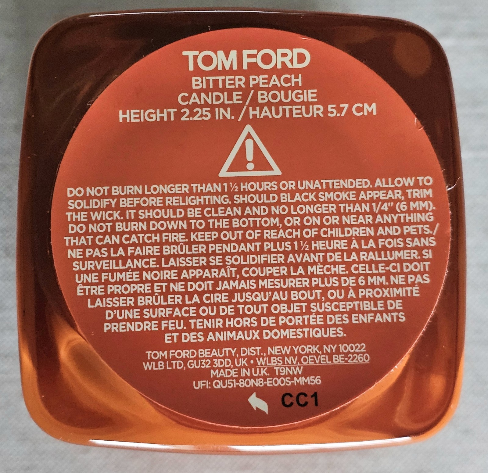 Tom Ford Bitter Peach Private Blend Luxury Candle – 2.25in Brand New No Box